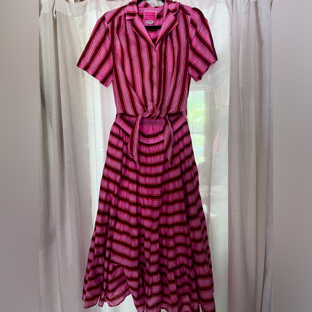 Kate Spade Stripped Tie Front Maxi Dress Size 8